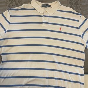 Ralph Lauren polo white with blue stripes in excellent condition. Size XXL
